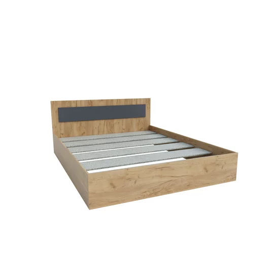 Dormitor Viva, set complet mobilier dormitor, dulap spațios, pat și noptiere incluse, structură PAL melaminat + MDF, 209x120x50 cm, Gold Craft picture - 2