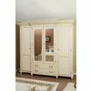 Dulap Floris cu 4 uși din lemn masiv fag și tei, 234x67x218 cm crem platinat, cu sculptură manuală picture - 1