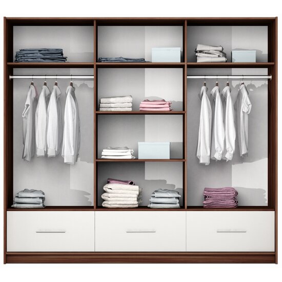 Dulap Amsterdam cu oglindă, uși glisante + iluminare LED, PAL melaminat, 250x61x225 cm, alb picture - 2