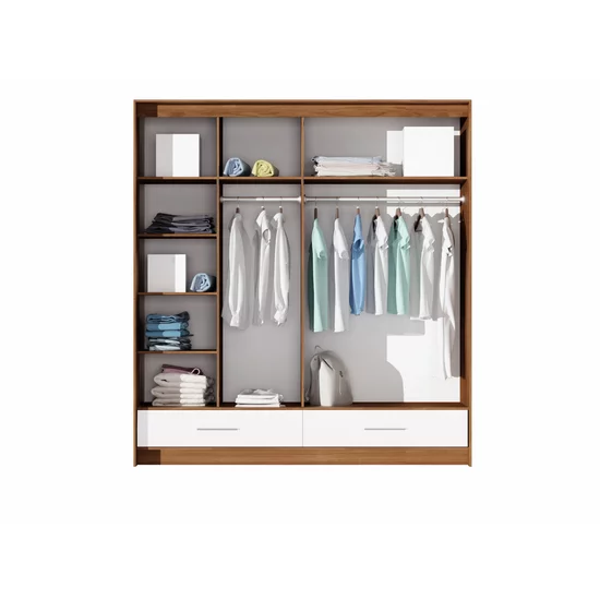 Dulap Amsterdam, design elegant + organizare eficientă, PAL melaminat, 203x61x225 cm, alb picture - 2