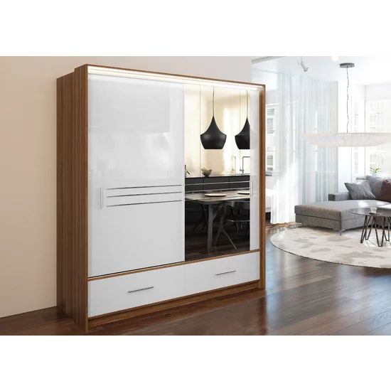 Dulap Amsterdam, design elegant + organizare eficientă, PAL melaminat, 203x61x225 cm, alb picture - 3