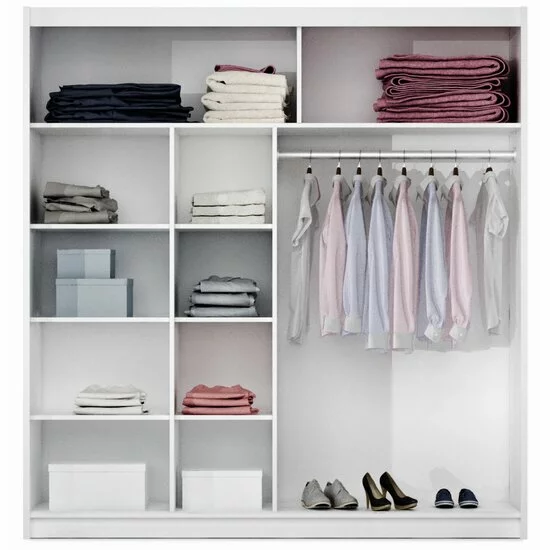 Dulap Aruba 2, cu oglindă integrată, uși culisante + spațiu generos, PAL melaminat, 203x61x215 cm, grafit picture - 2