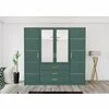 Dulap Bali 2D4 cu oglindă, bară haine, 4 sertare, PAL laminat, 196x58x200 cm, verde picture - 3