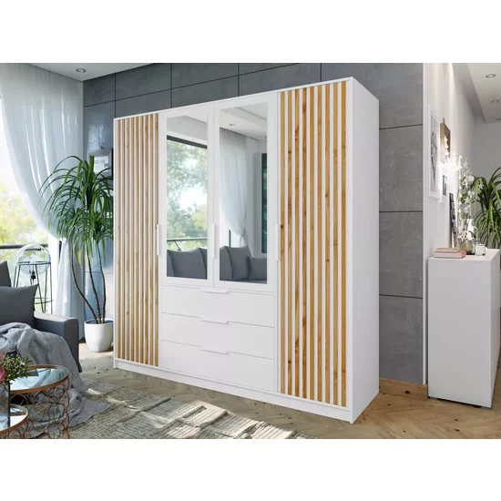 Dulap Bali D4 Lux, 4 uși spațioase, design modern, PAL melaminat, 196x58x200 cm, alb picture - 4