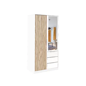 Dulap Bali Lux D2 cu uși duble, PAL melaminat și detalii elegante, 100x58x200 cm, alb