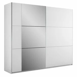 Dulap Bastia cu usi culisante si 12 rafturi din PAL, 2,50x0,61x2,15 m, alb