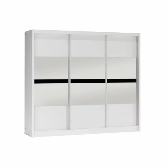 Dulap Batumi cu oglinda si usi glisante din PAL, 250x61x215 cm, alb picture - 2