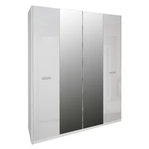 Dulap Melisa, 4 uși cu oglindă, PAL, 184x55x225.6 cm, alb