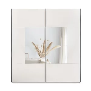 Dulap Boston, design modern cu usi culisante, PAL melaminat, 215x203x65 cm, Alb