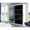 Dulap Brandon cu usi glisante si oglinda din PAL, 1,50x0,61x2,15 m, alb si negru picture - 1