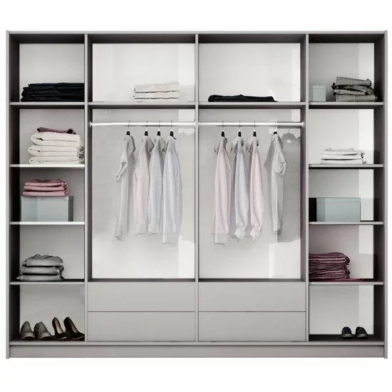 Dulap Brema cu usi glisante si oglinda din PAL, 2,55x0,65x2,19 m, lava picture - 2