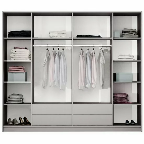 Dulap Brema cu usi glisante si oglinda din PAL, 2,09x0,65x2,19 m, alb picture - 2