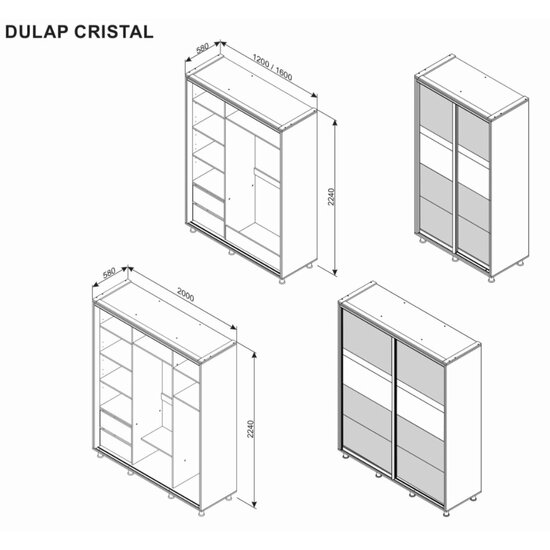 Dulap Cristal 1,20M Alb-Grafit picture - 2