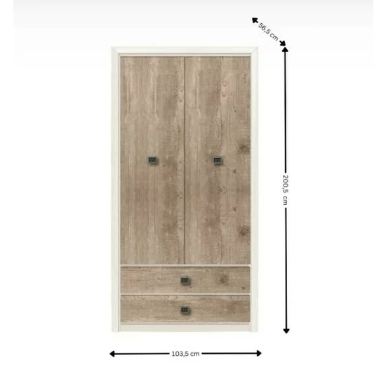Dulap Koen II Cu 2 Uși, PAL Laminat, 103.5x200.5x56.5 cm, Pin Arizona și Stejar Nava picture - 2