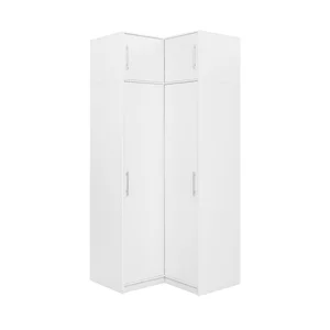 Dulap de colț Bali, design compact pentru optimizarea spațiului, PAL melaminat, 108x57x200 cm, Alb