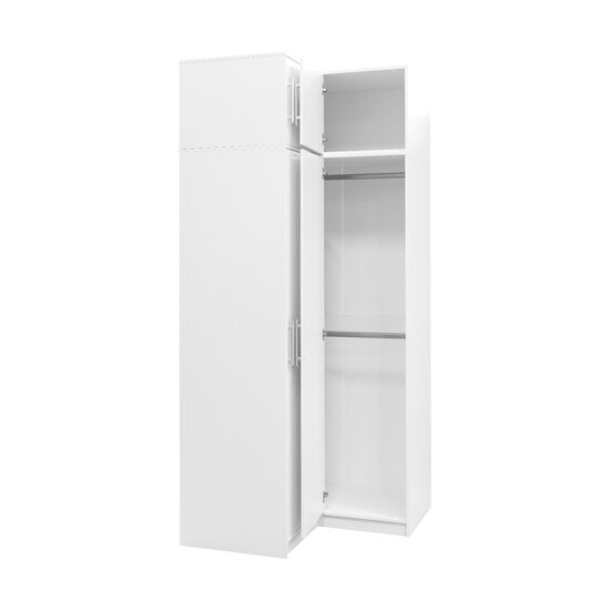 Dulap de colț Bali, design compact pentru optimizarea spațiului, PAL melaminat, 108x57x200 cm, Alb picture - 3