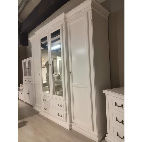 Dulap Diana cu 4 uși, spațiu generos, design clasic, material lemn masiv și MDF, 234x218x68 cm, alb picture - 2