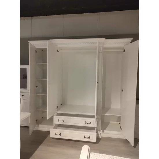Dulap Diana cu 4 uși, spațiu generos, design clasic, material lemn masiv și MDF, 234x218x68 cm, alb picture - 3