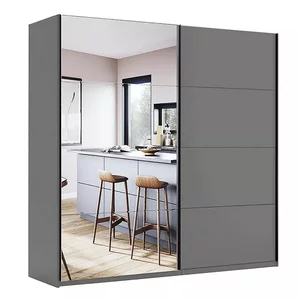 Dulap Dominika cu uși culisante, sistem glisant modern, 211.5x200x61.5 cm, gri