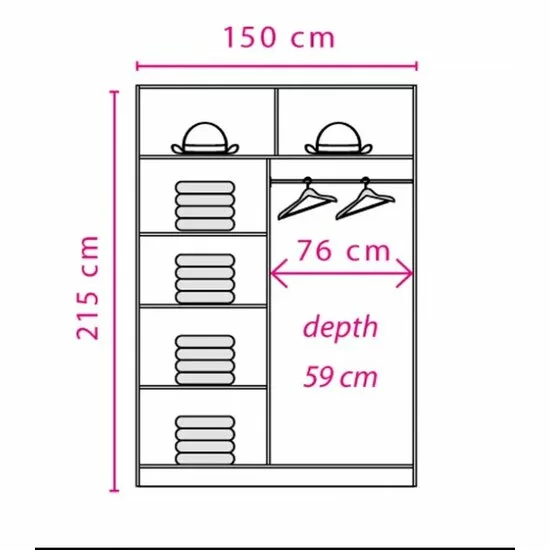 Dulap Effect 4-15, compartimentat, PAL melaminat, 215x175x60 cm, alb picture - 2