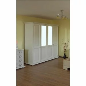 Dulap Elena, 4 Uși Cu Compartimentare Eficientă, PAL și MDF, 227x60x217 cm, Alb