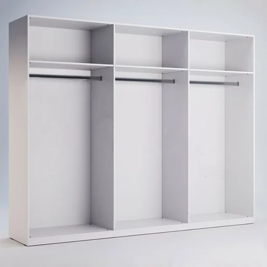 Dulap Family, cu 6 uși, oglindă, PAL/MDF, 268.2x54.6x210.4 cm, Alb picture - 2