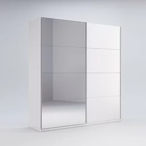 Dulap Family, cu uși culisante și oglindă, PAL/MDF, 150x61.5x211.5 cm, Alb