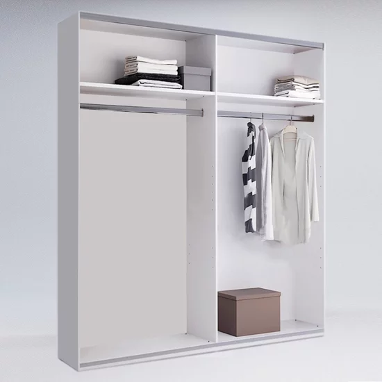 Dulap Family, cu uși culisante, PAL/MDF, 200x61.5x211.5 cm, Alb picture - 2