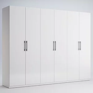 Dulap Family, cu 6 uși, PAL/MDF, 268.2x54.6x210.4 cm, Alb