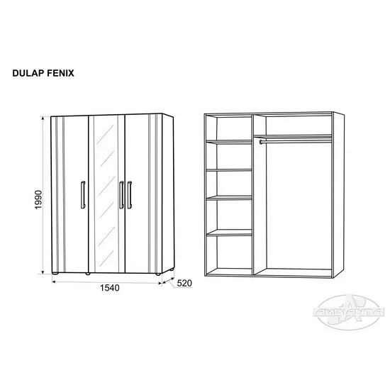 Dulap Fenix, nuc, 154x199cm, design modern, PAL melaminat picture - 2