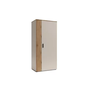 Dulap Frezo 2D FR08, 2 Uși, Beige/Stejar Natur, Riflaje Moderne, 90 cm