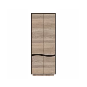 Dulap Geneva, design modular, 2 uși, structură PAL melaminat, detalii Wenge, 207x50x80 cm, Sonoma Trufă