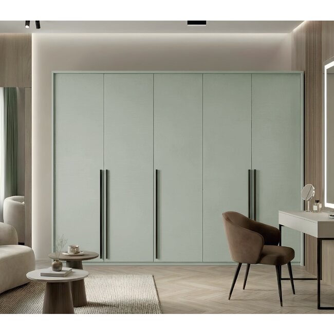 Dulap Genua, design modern și funcțional, PAL melaminat premium, uși glisante cu feronerie Hafele, 255x217x65 cm, verde