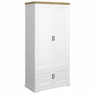 Dulap Haine RIVA SZF 4D, Alb cu Top Natur, 4 Uși, Înălțime 212 cm