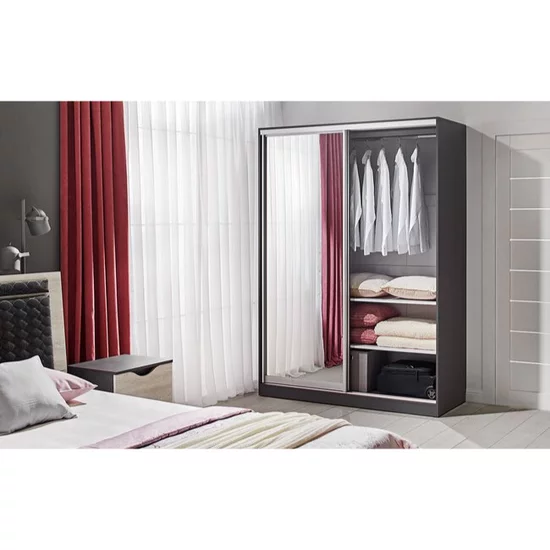 Dulap Happy, Cu 2 Uși Glisante, PAL Melaminat, 150x210 cm, Grafit picture - 4