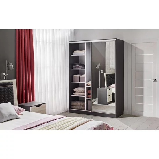 Dulap Happy, Cu 2 Uși Glisante, PAL Melaminat, 150x210 cm, Grafit picture - 3