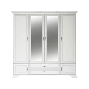Dulap Idento cu oglindă SZF6D2S, 6 uși, 2 sertare, MDF și PAL laminat, 227.5x61x225 cm, alb alpin