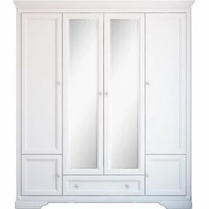 Dulap Kleo 4D1S, 4 uși și 1 sertar, MDF și PAL melaminat, 198x62x225 cm, alb