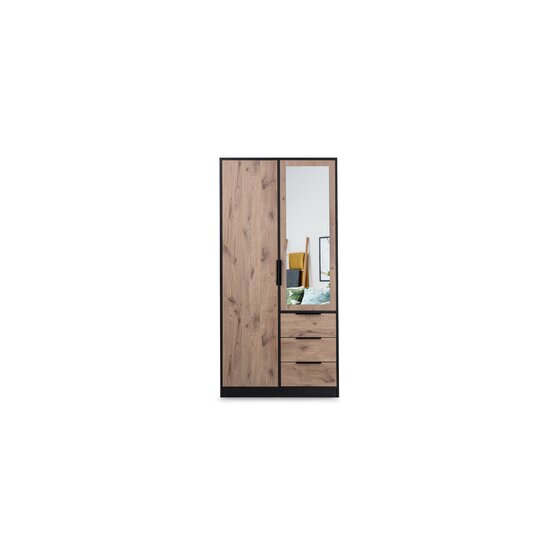 Dulap Lati D2 cu 2 uși, extensie superioară și finisaj elegant, 100x58x200 cm, negru picture - 3