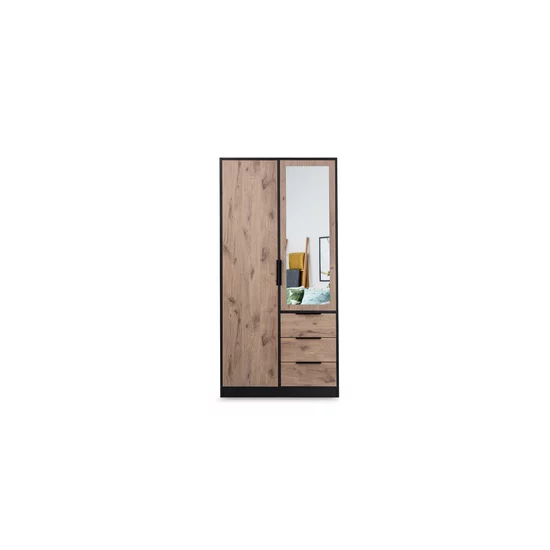Dulap Lati D2 cu 2 uși, extensie superioară și finisaj elegant, 100x58x200 cm, negru picture - 3
