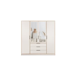 Dulap Lati D4, usi glisante cu feronerie HAFELE, PAL melaminat, 200x196x57 cm, Alb