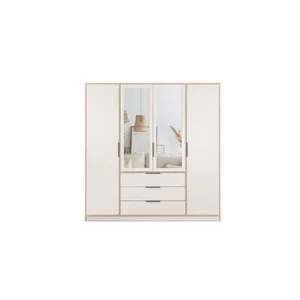 Dulap Lati D4, usi glisante cu feronerie HAFELE, PAL melaminat, 200x196x57 cm, Alb