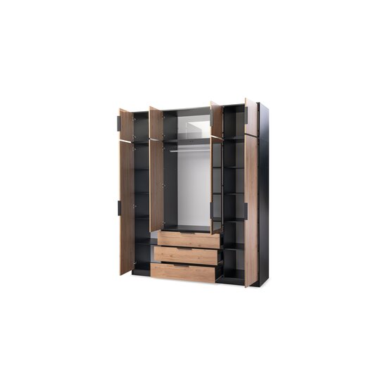 Dulap Lati D4, usi glisante cu feronerie HAFELE, PAL melaminat, 200x196x57 cm, Alb picture - 6