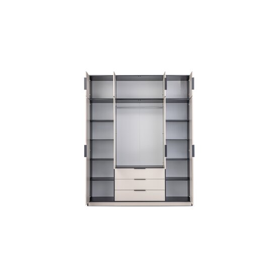 Dulap Lati D4, usi glisante cu feronerie HAFELE, PAL melaminat, 200x196x57 cm, Alb picture - 7