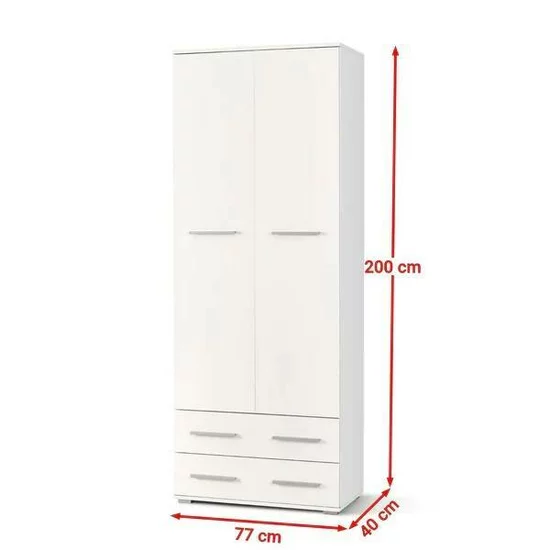 Dulap Lima REG2, organizare eficientă, PAL laminat lucios, 77x40x200 cm, alb picture - 2