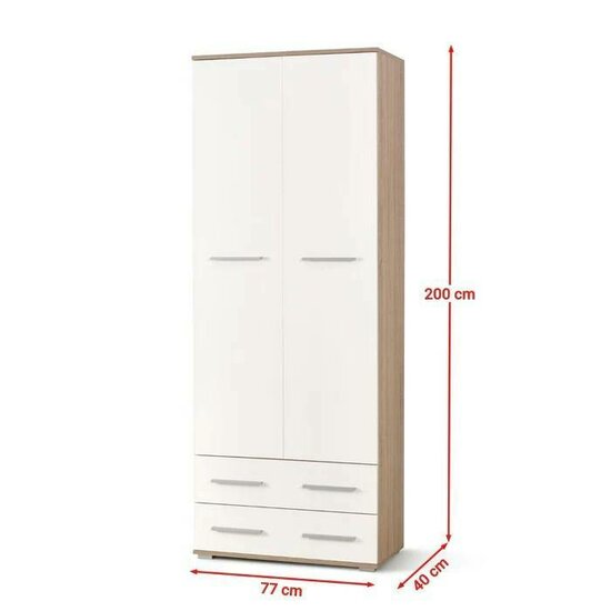 Dulap Lima REG2 77x40x200 cm Alb-Sonoma picture - 2