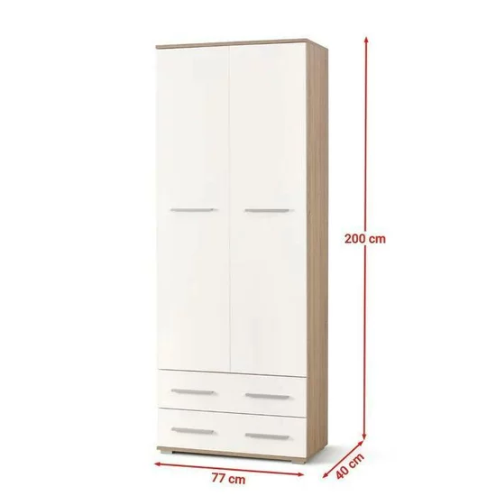 Dulap Lima REG2, design versatil, PAL laminat lucios, 77x40x200 cm, alb-Sonoma picture - 2