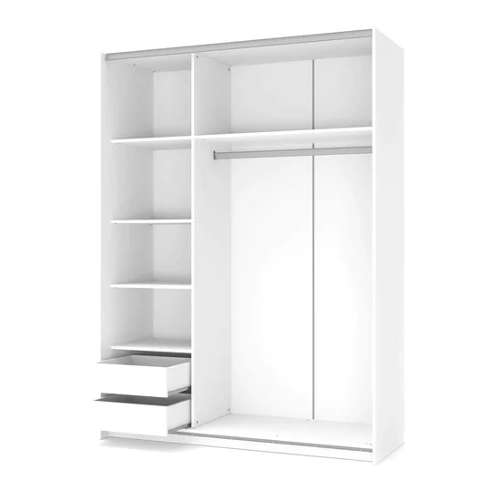 Dulap Lima S1, compartimentare eficientă, PAL laminat lucios, 153x58x205 cm, alb picture - 2