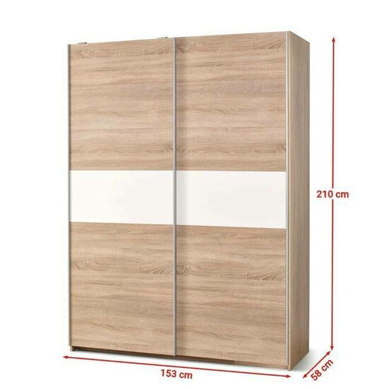 Dulap Lima S1 153x58x205 cm Sonoma-Alb picture - 2