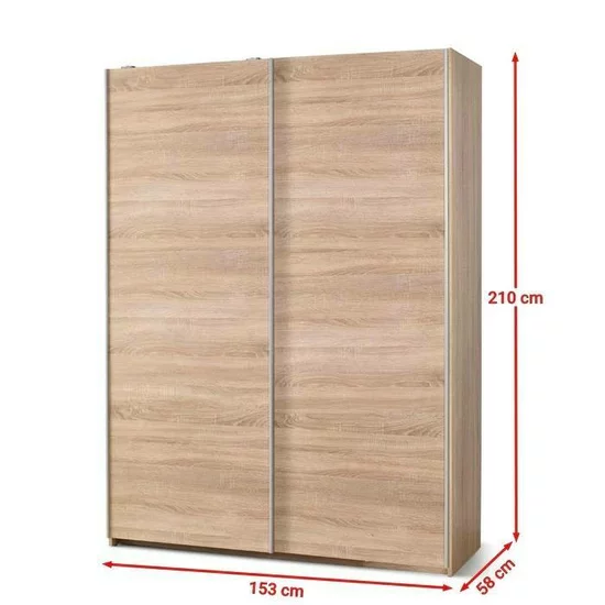 Dulap Lima S1, spațiu generos, PAL laminat, 153x58x210 cm, Sonoma picture - 2